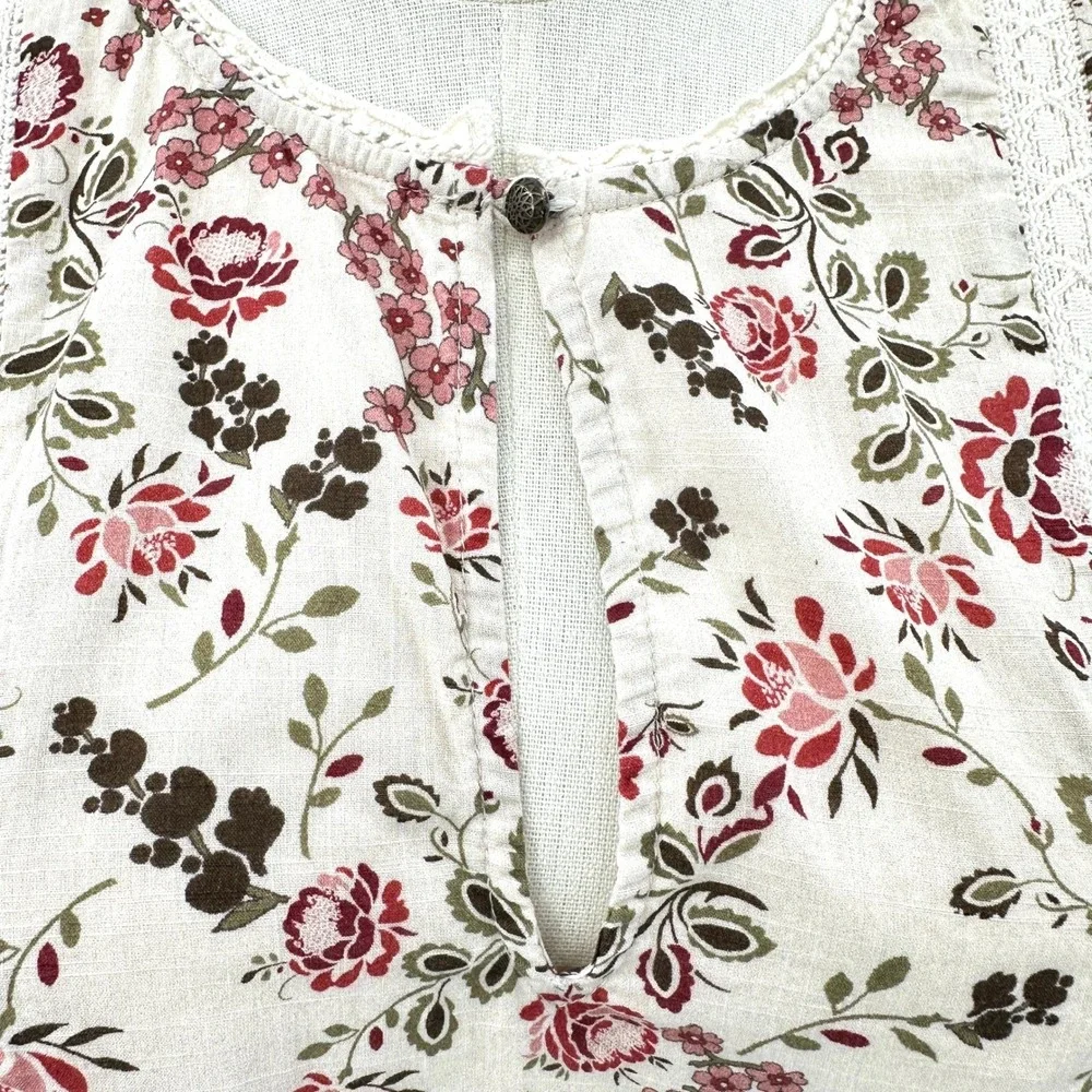 Anthropologie Lori Tunic Dress Size‎ S Floral White Prairie Cottagecore Romantic